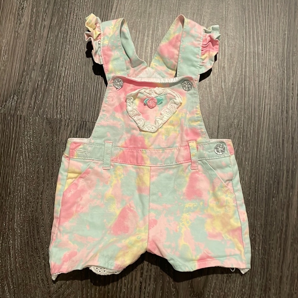 6-9M #baby girl denim overall # colorful printed overall